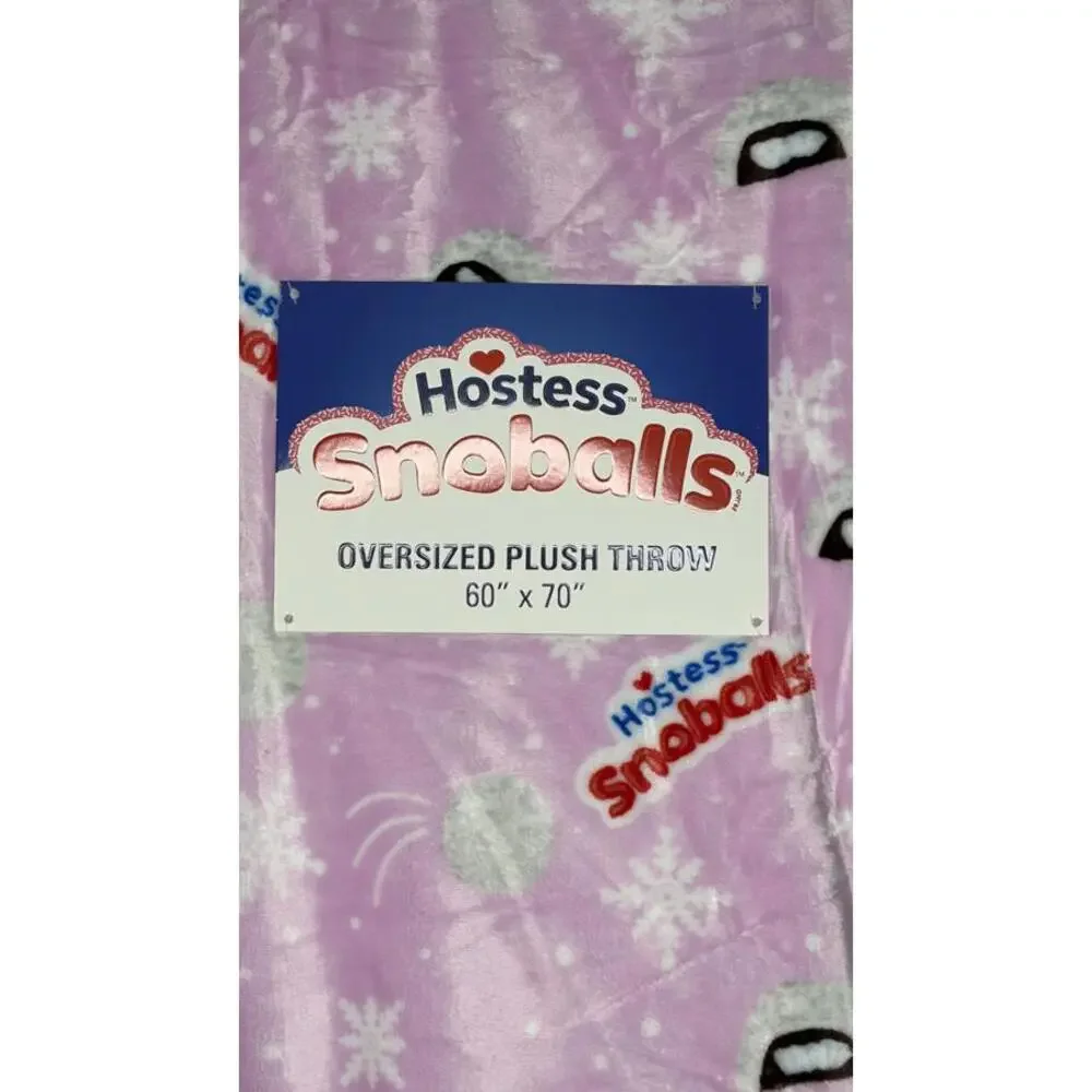 Hostess Snoballs Oversized Plush Throw Blanket 60x70 Pink Snowball Dessert Print